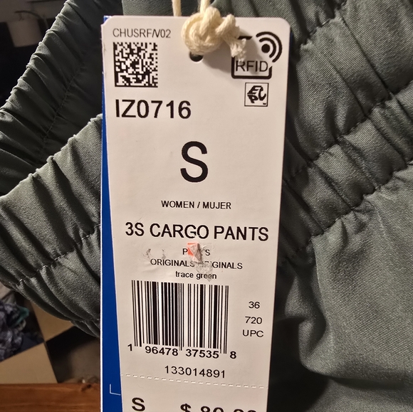 Adidas NWT Original 3 Stripe Green Track Cargo Pants Women's Small - Picture 9 of 9